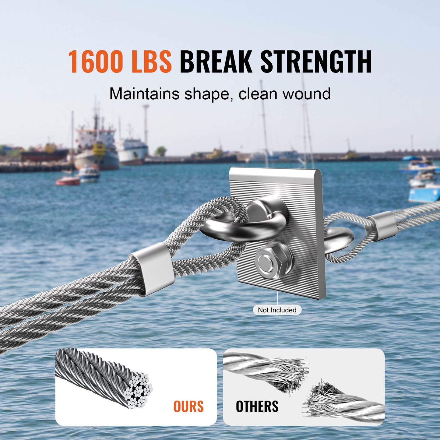 VEVOR Wire Rope Kit, 3.18 mm 305 m 316 Stainless Steel Cable