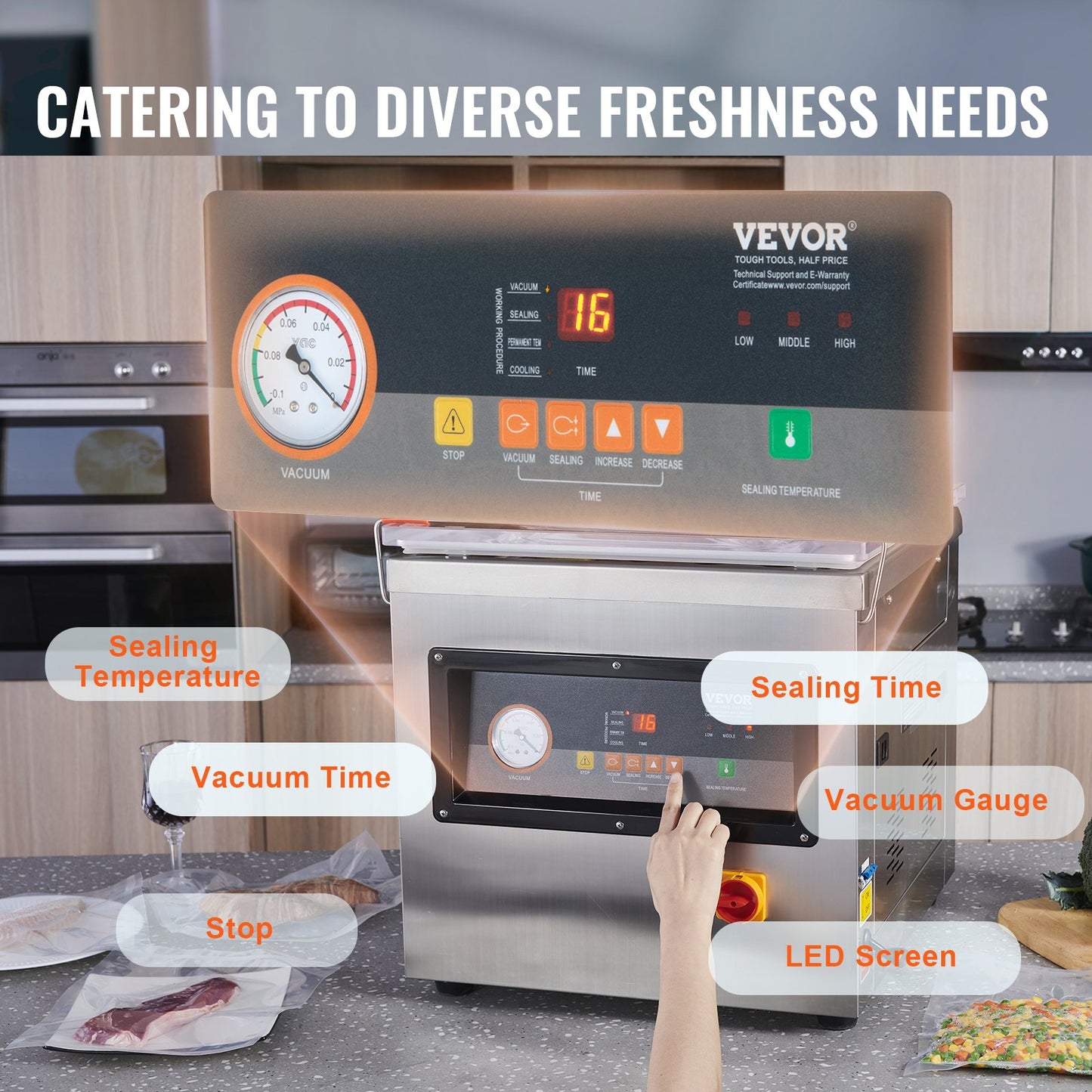 Vevor DZ-400/2F Automatic Food Vacuum Sealing Packing Machine 220v