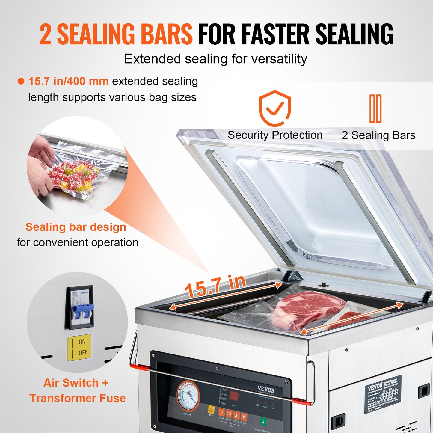 Vevor DZ-400/2F Automatic Food Vacuum Sealing Packing Machine 220v