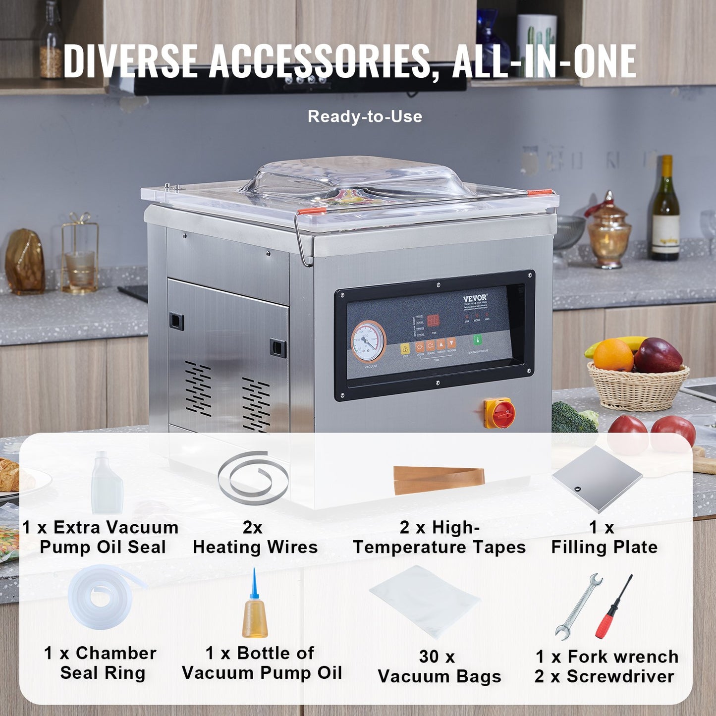 Vevor DZ-400/2F Automatic Food Vacuum Sealing Packing Machine 220v