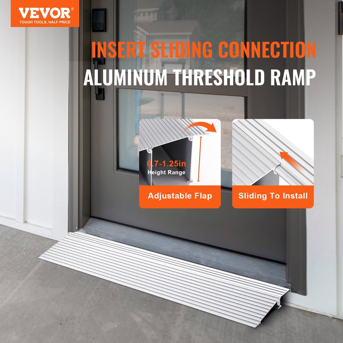 VEVOR Door Threshold Ramp, 1" Rise, 800 lbs Load Capacity