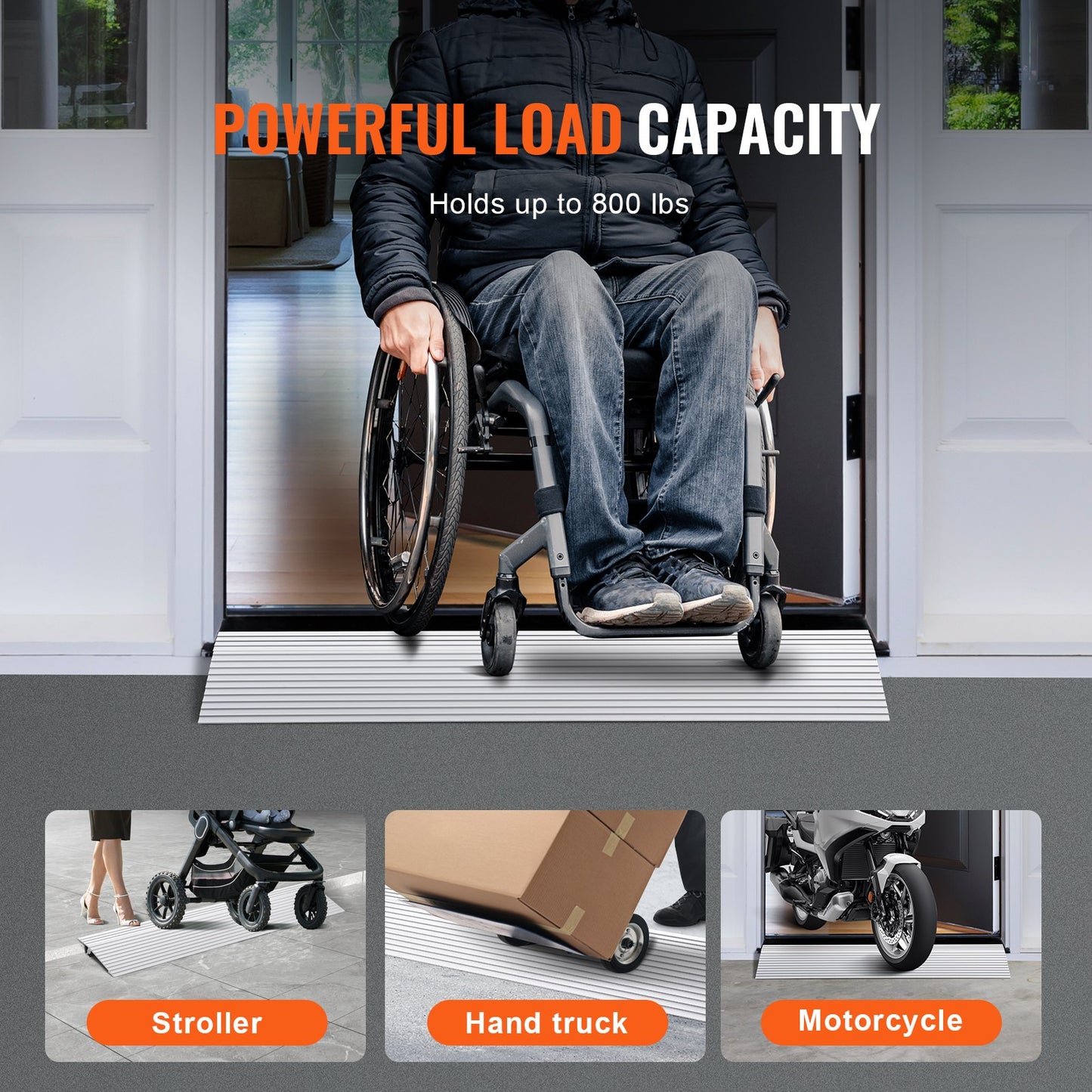 VEVOR Door Threshold Ramp, 1" Rise, 800 lbs Load Capacity