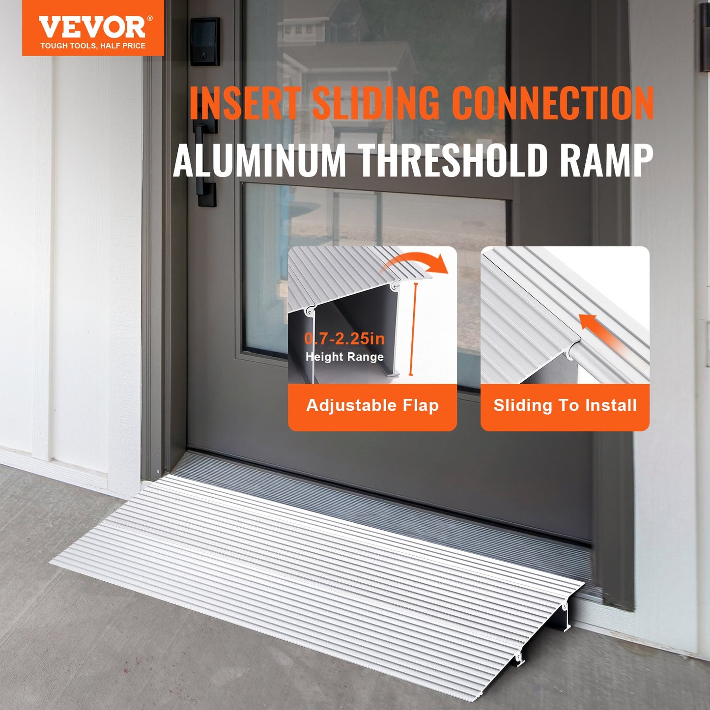 VEVOR Door Threshold Ramp, 2" Rise, 800 lbs Load Capacity