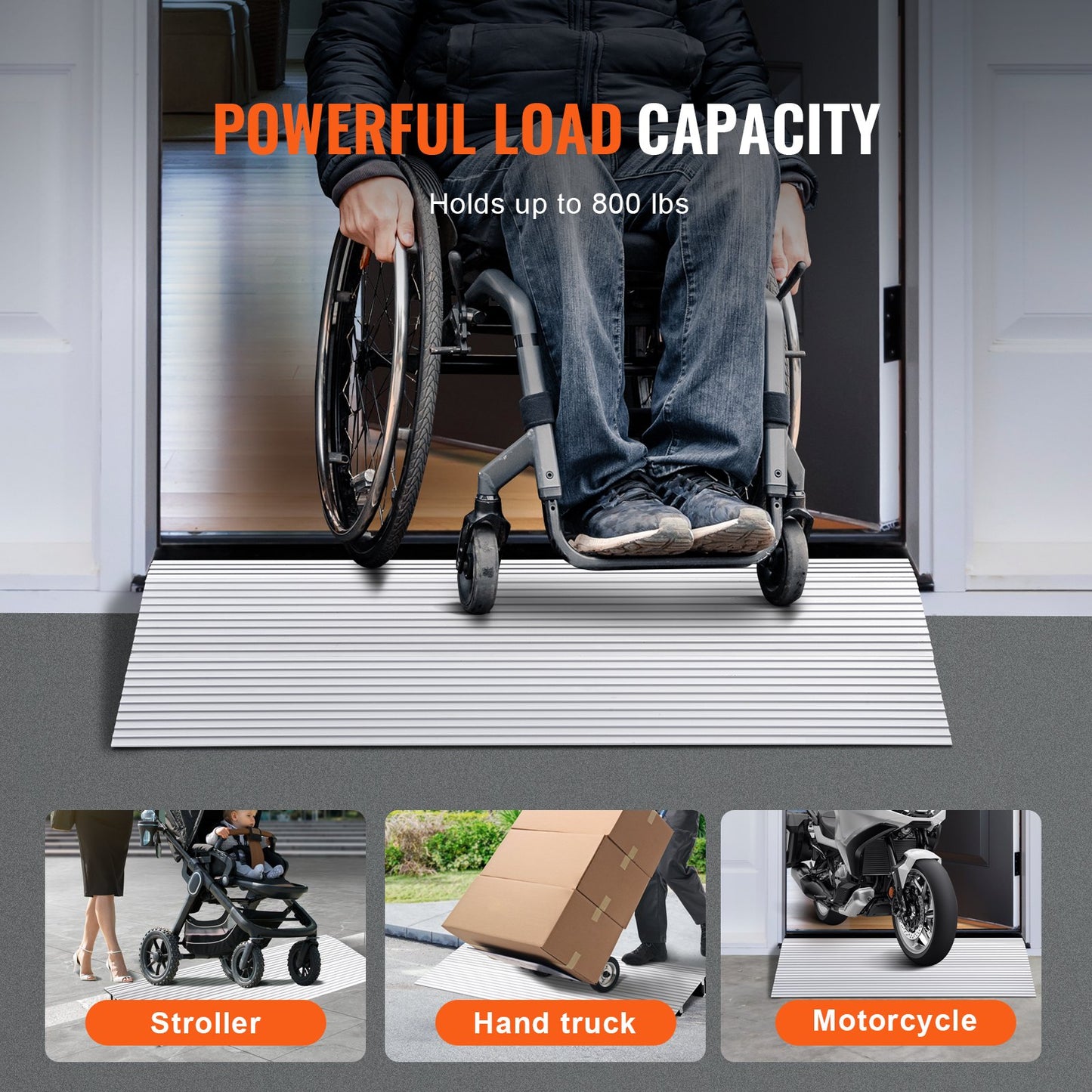 VEVOR Door Threshold Ramp, 2" Rise, 800 lbs Load Capacity