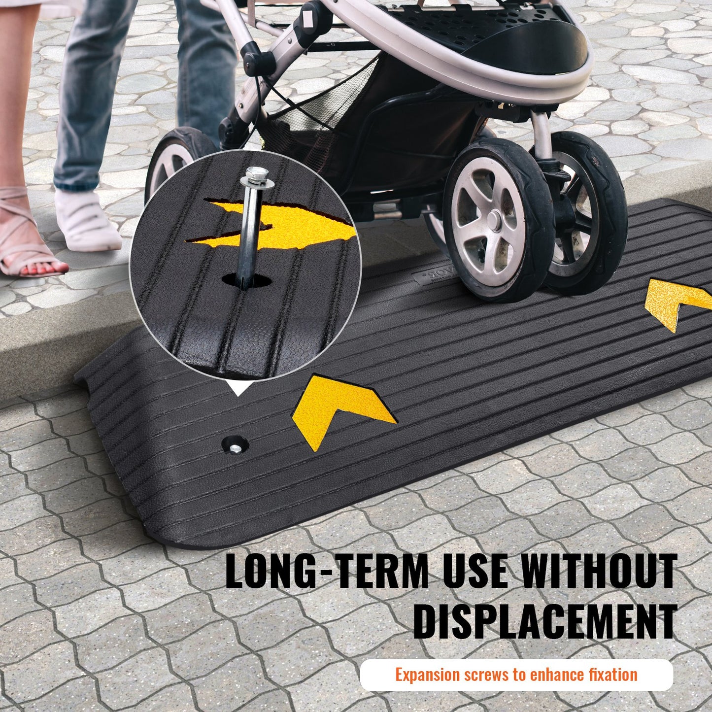 VEVOR Upgraded Rubber Threshold Ramp, 3.8 cm Rise Wheelchair Ramp