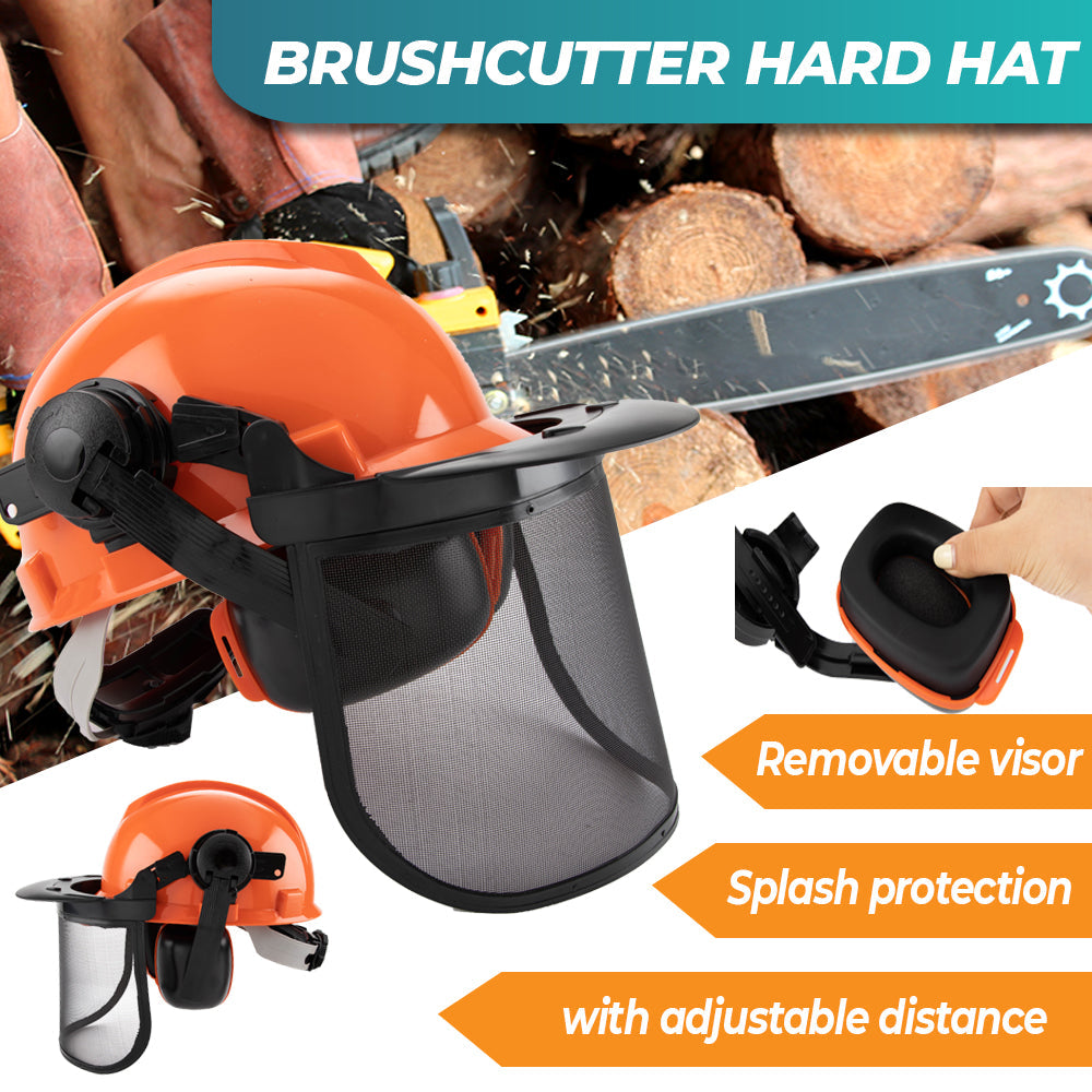 Chainsaw Brushcutter Hard Hat Safety Helmet Face Shield With Visor