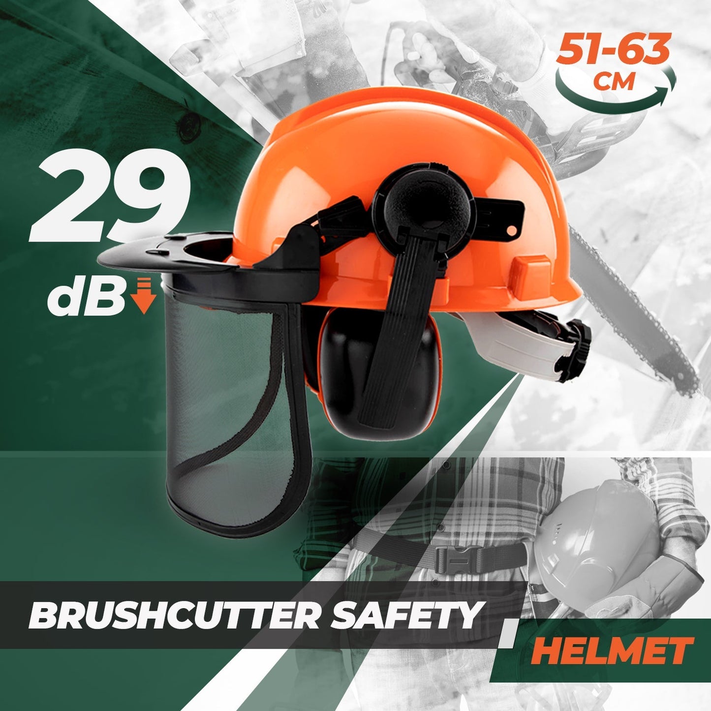 Chainsaw Brushcutter Hard Hat Safety Helmet Face Shield With Visor