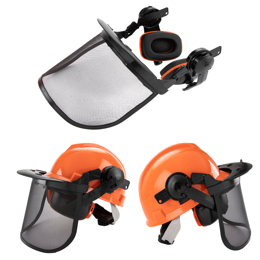 Chainsaw Brushcutter Hard Hat Safety Helmet Face Shield With Visor