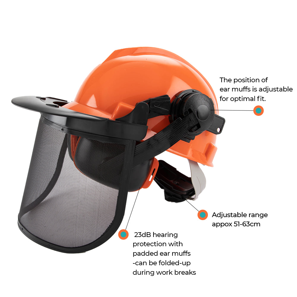 Chainsaw Brushcutter Hard Hat Safety Helmet Face Shield With Visor