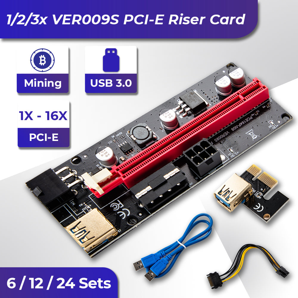PCIe 1X-16X Riser Extender Kit for Aussie Crypto Miners Gold-Plated