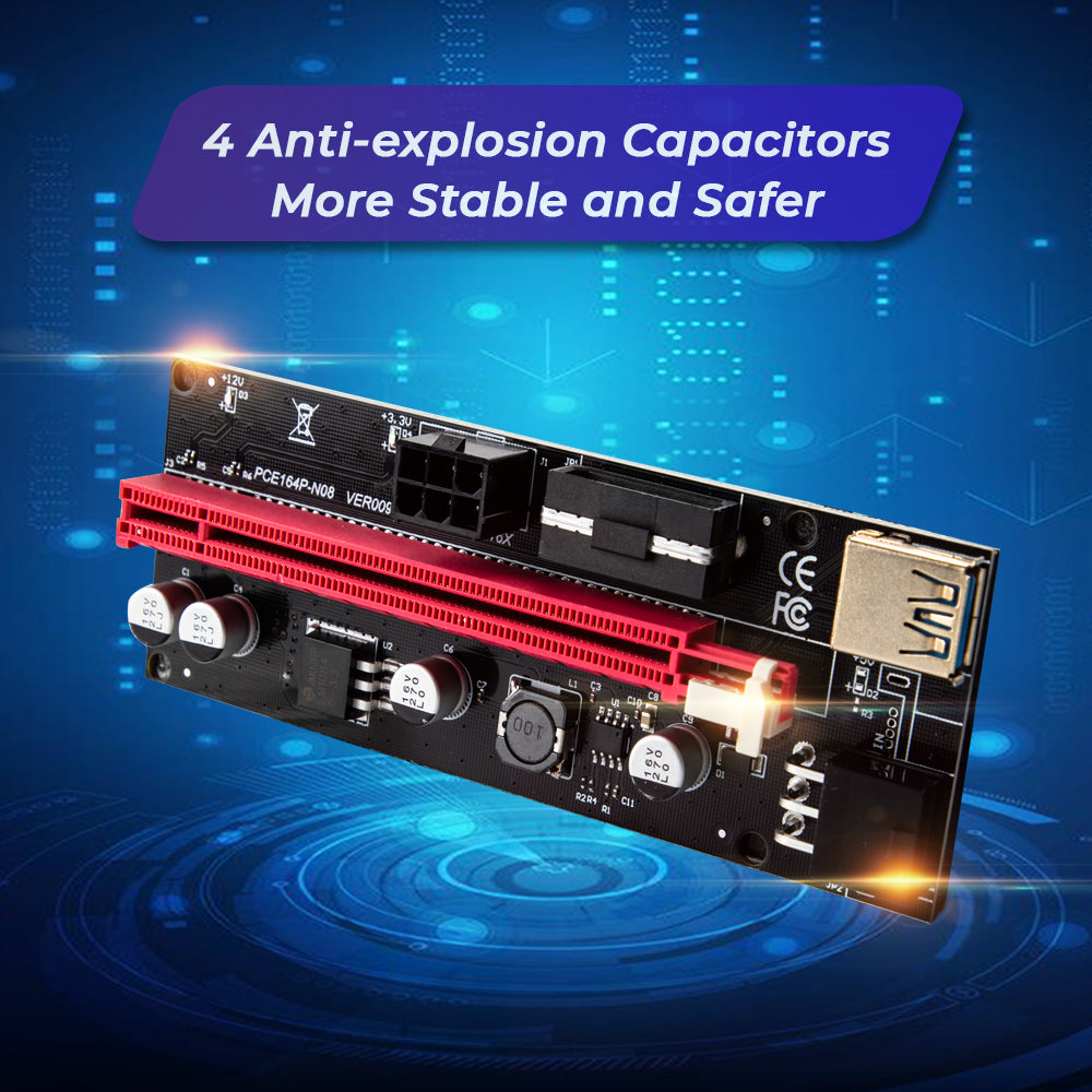 PCIe 1X-16X Riser Extender Kit for Aussie Crypto Miners Gold-Plated