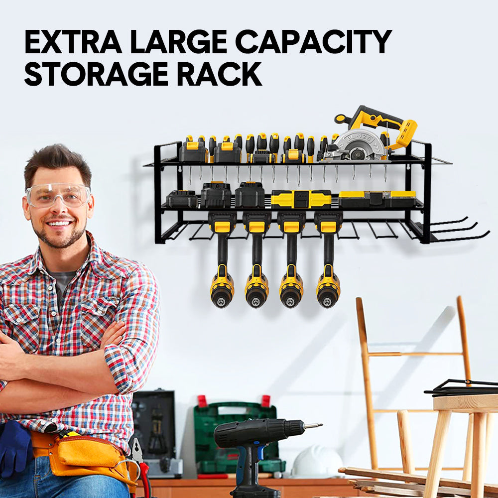 Power Tool Organizer Wall Mount 7 Drill Holder 3 Layer Heavy Duty