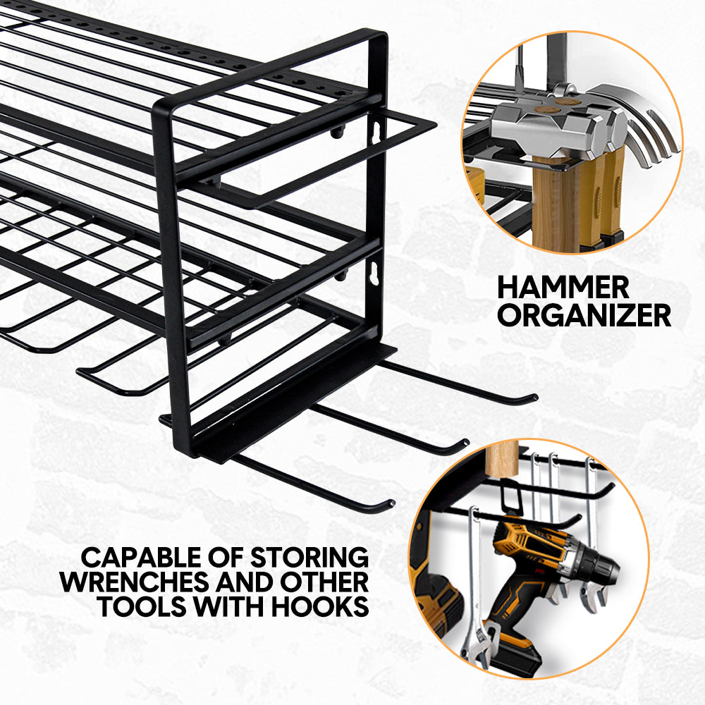 Power Tool Organizer Wall Mount 7 Drill Holder 3 Layer Heavy Duty
