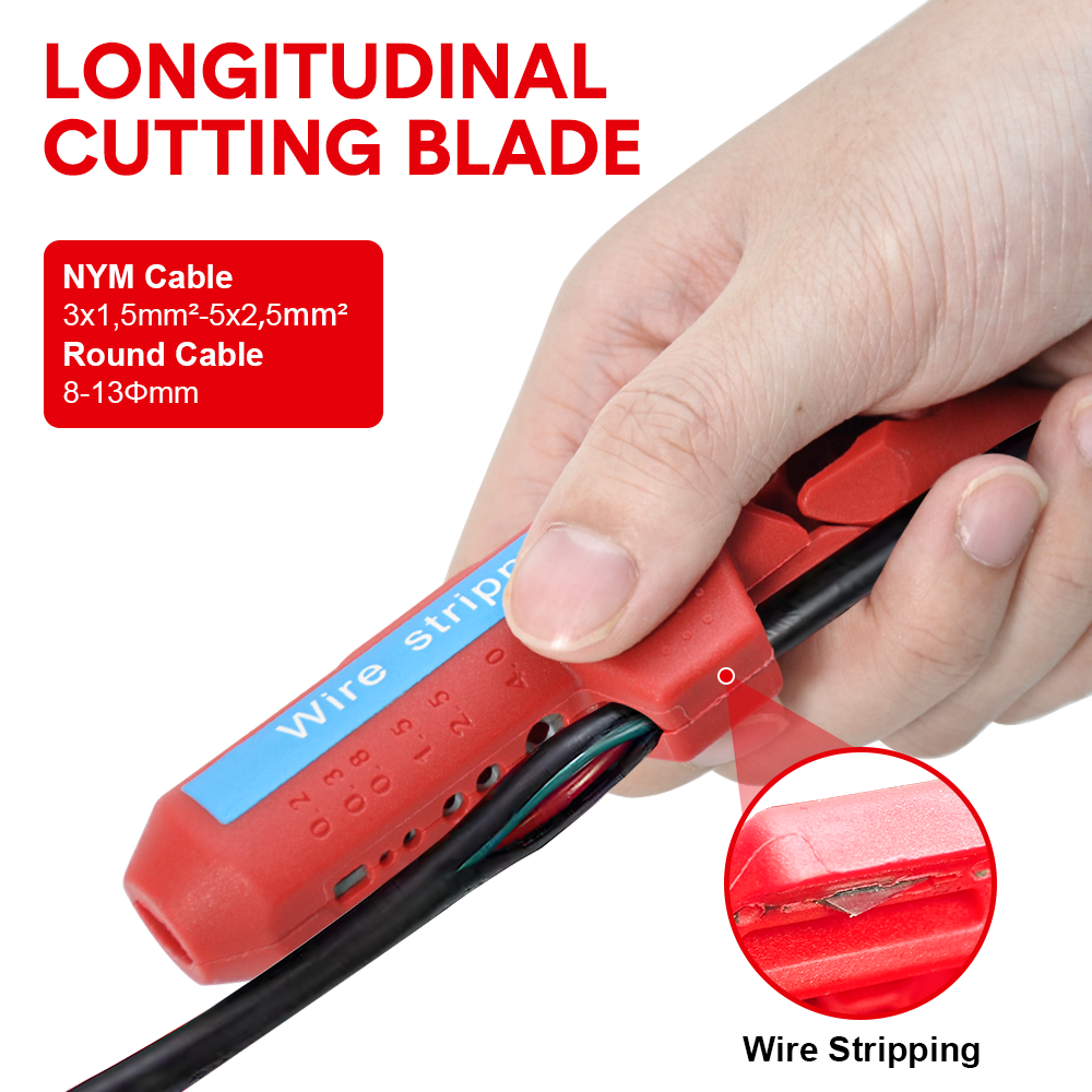 Wire Stripper Ergonomic Curved Handle Cable Stripping Splitting Cut Tool
