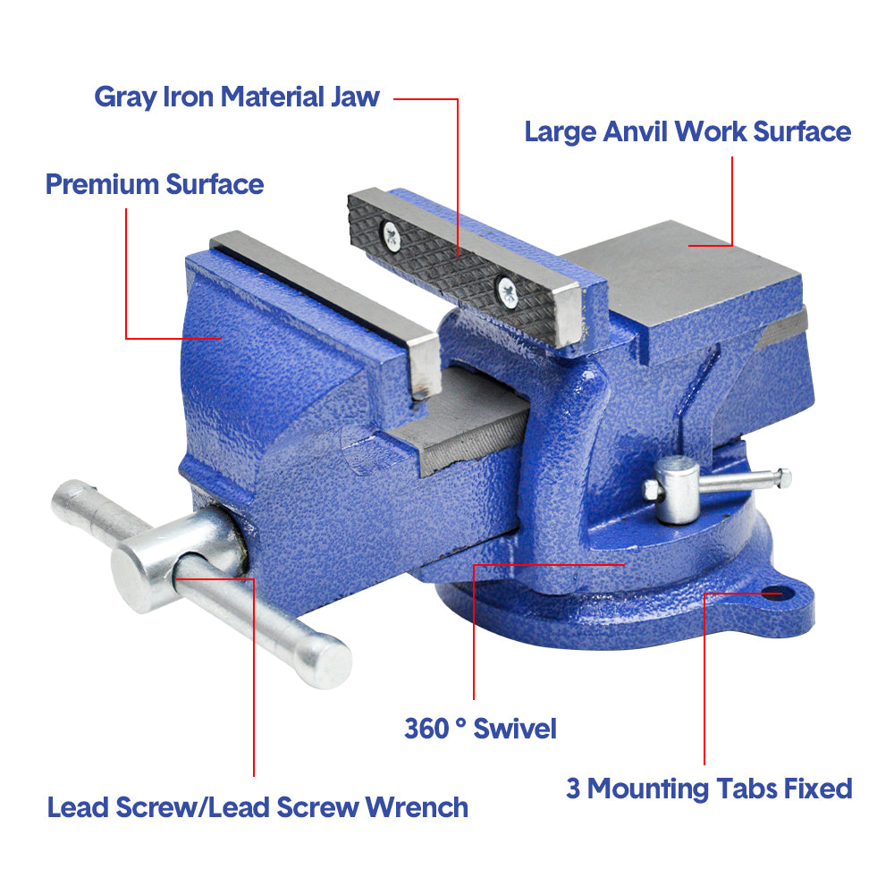 Heavy Duty 4" Bench Vice Table-Top Clamp Vise with Anvil Swivel Base