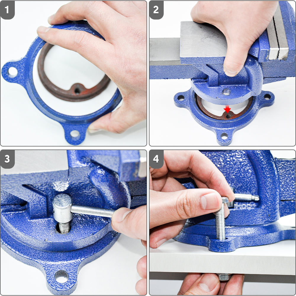 Heavy Duty 4" Bench Vice Table-Top Clamp Vise with Anvil Swivel Base
