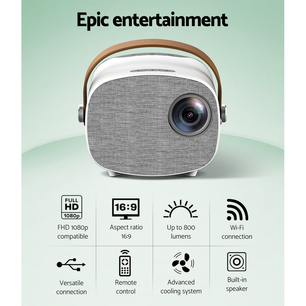 Devanti Mini Video Projector Wifi USB HDMI Portable Home Projector