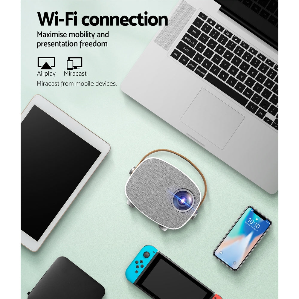 Devanti Mini Video Projector Wifi USB HDMI Portable Home Projector