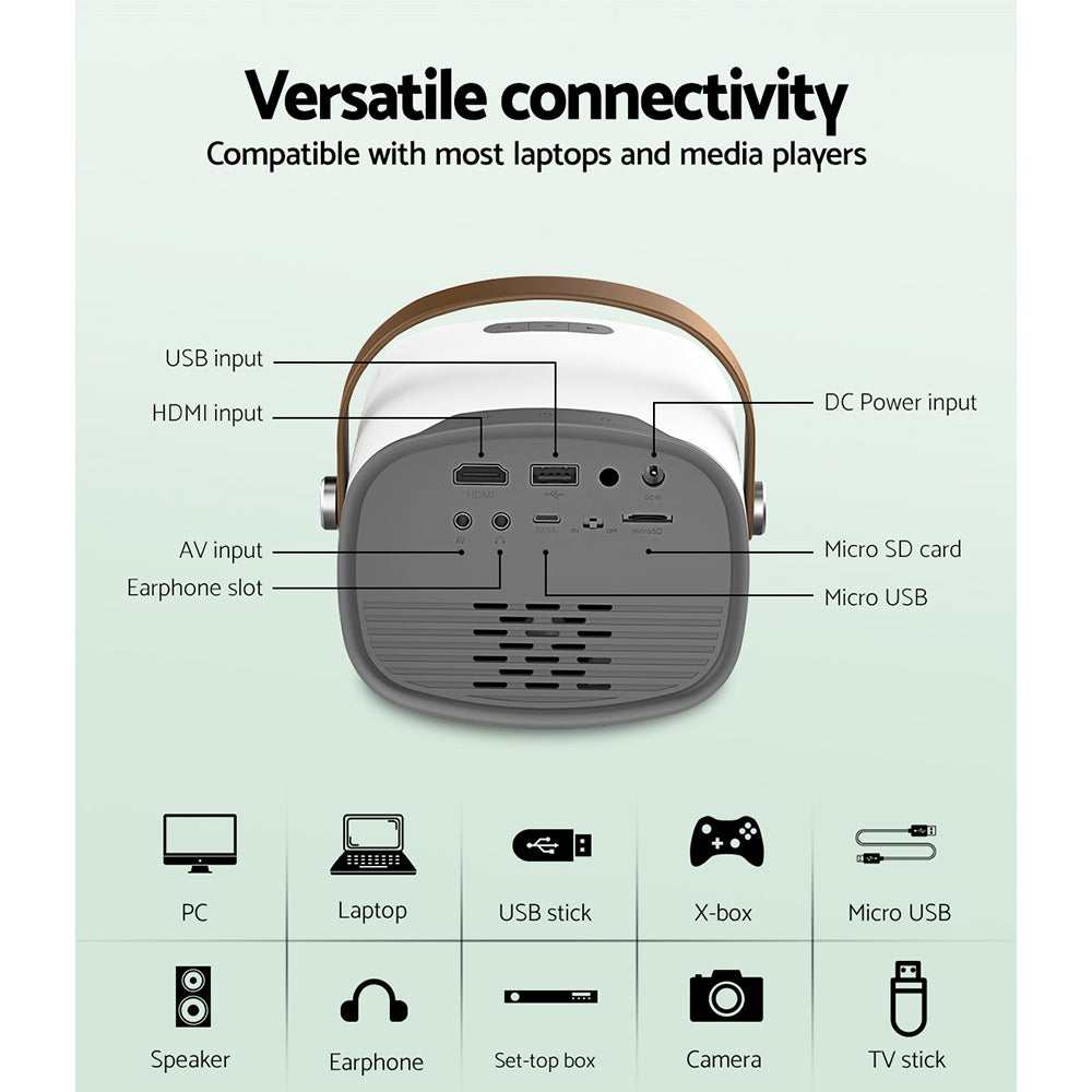 Devanti Mini Video Projector Wifi USB HDMI Portable Home Projector