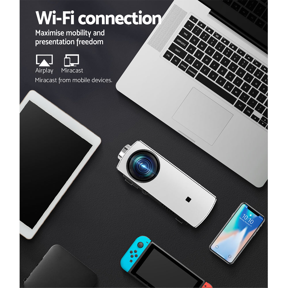 Devanti Mini Video Projector Wifi USB HDMI Portable Home Movie
