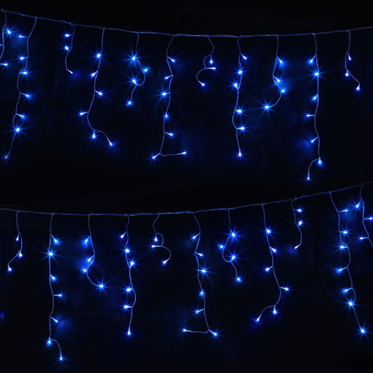 32M Christmas Lights Solar Icicle String Lights Blue